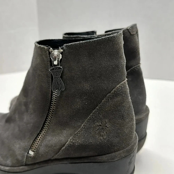 Fly London Jome Bootie Ankle Boots Suede Side Zip Gray Womens Size 38 US 7.5 - 8 - Picture 6 of 14